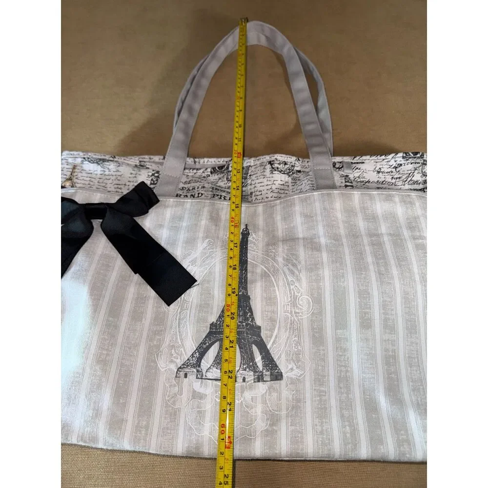 Black, White and Gray Paris cloth bag, large